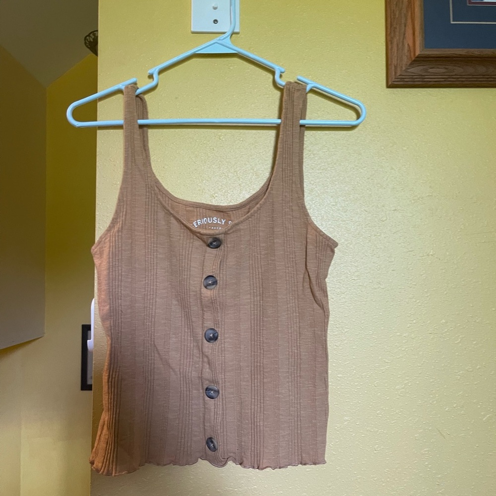 Tan/orange tank top with buttons